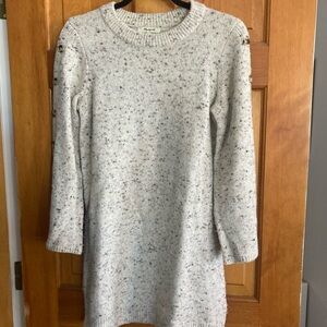 Madewell Cream Speckled Long Sleeve Dress